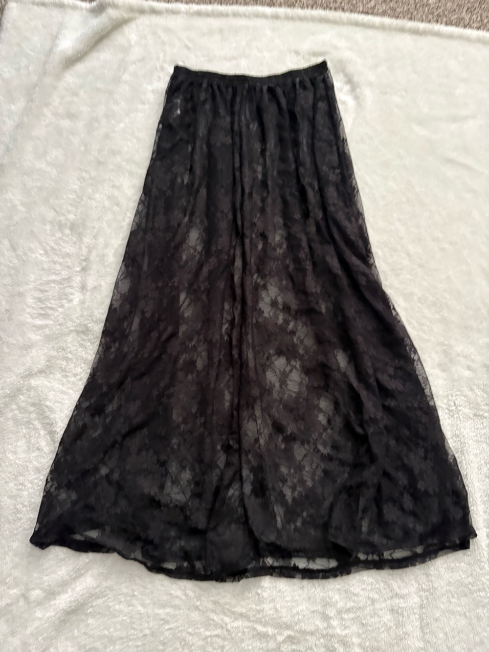 SHEIN Black Lace Overlay Maxi Skirt